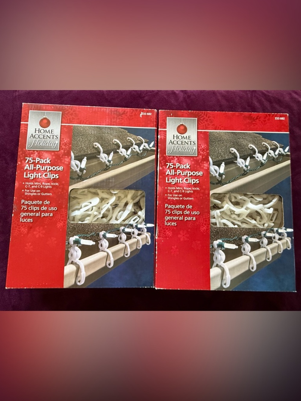 Set of 2 Home Accents Holiday 75-Pack All-Purpose Light Clips in White